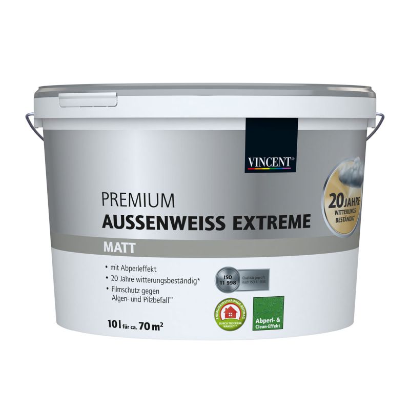 Vincent Fassadenfarbe Premium Aussenweiss Extreme matt 10 L