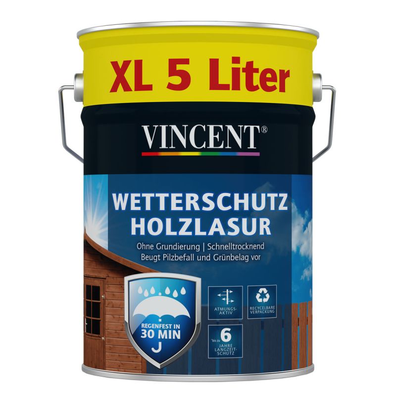 Vincent Wetterschutz-Holzlasur 5 L Kiefer