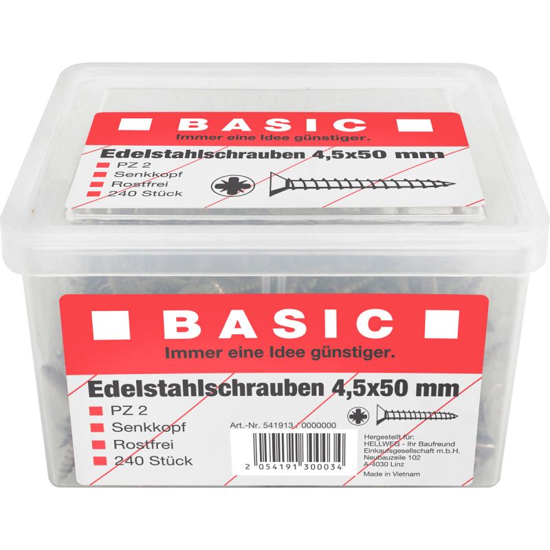 MyTool Edelstahlschraube 4,5 x 50 mm 240 Stück im Eimer